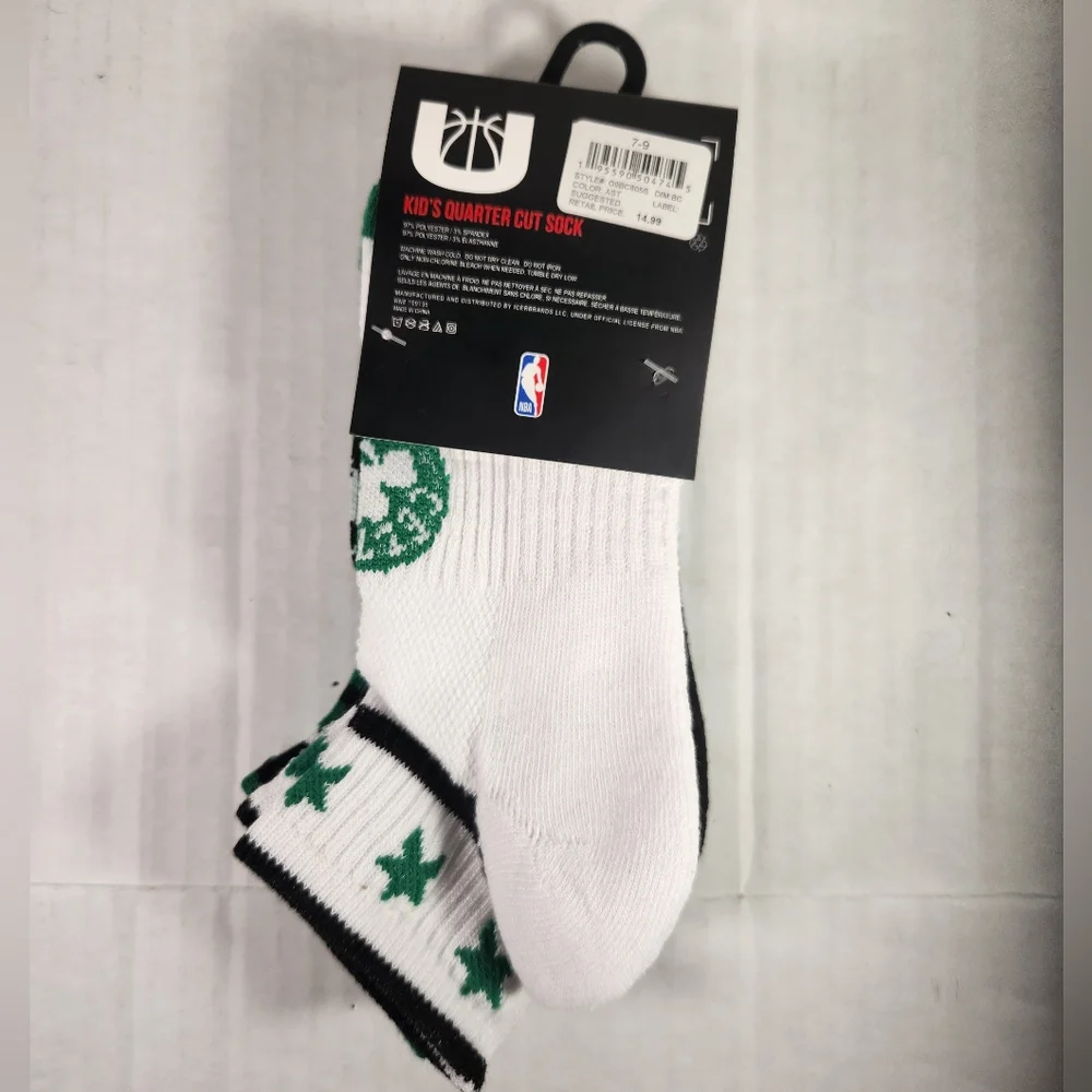 NWT Boy's Boston Celtics Ultra Game 3 Pairs Quarter Cut Socks